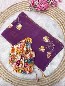 Sari en soie Rangoli exclusif de la dernière collection de la boutique indienne, avec un chemisier de créateur élégant, idéal pour les fêtes, les mariages et les festivals, pour femmes. - Product Image 3