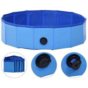 Piscine pliable pour chien en PVC bleu 31,5 x 7,9 pouces, pratique pour que les chiots se rafraîchissent au soleil d'été - Product Image 2
