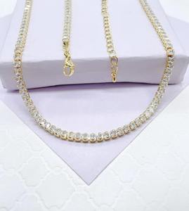 Unisex <b>Silver</b> Plated 925 <b>Silver</b> Moissanite <b>Tennis</b> <b>Necklace</b> Brilliant Cut Channel Setting Box Chain Luxury IGI Certified Everyday - Product Image 4