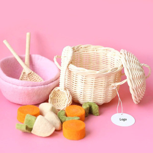 Jouets de cuisine pour enfants en rotin tressé à la main, ensemble de service et d'ustensiles de cuisine, prix le plus bas en promotion - Product Image 1