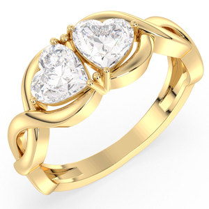 Anillo de Compromiso REYES con Doble Corazón Brillante de Moissanita de 1.53 Quilates para Mujer, Anillos Elegantes de Promesa y Amor, Joyería Fina - Product Image 2