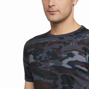 Camiseta de Manga Corta con Estampado de Camuflaje para Hombre, Corte Ajustado, Cuello Redondo, Informal, 100% Algodón, Diseño Transpirable, Camiseta de Moda - Product Image 3