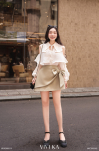 Women's Ivory Cold Shoulder Ruffle Blouse <b>Layered</b> Flounce Long Sleeve Chiffon Shirt Elegant Feminine Casual <b>Top</b> STELA - Product Image 2