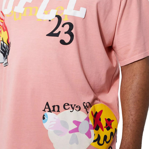 เสื้อยืดคอตตอนทรงหลวมคุณภาพสูงสำหรับผู้ชาย ผ้าแห้งเร็ว ระบายอากาศได้ดี พร้อมลายพิมพ์นูน - Product Image 3