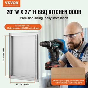Single Outdoor Kitchen Stainless Steel Flush Mount <b>Door</b> 20W X 27H Inch BBQ Access <b>Door</b> Vertical <b>Door</b> <b>Handle</b> for Island Grilling - Product Image 2