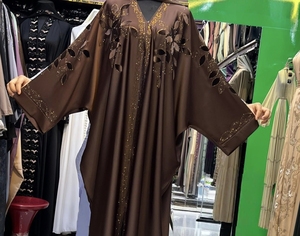Abaya de Alta Calidad, Modesta, Estilo Dubái, con Cuentas y Lentejuelas, Manga Larga, Tradicional Musulmana, Hecha a Mano, para Boda, Transpirable, Cuello en V - Product Image 3