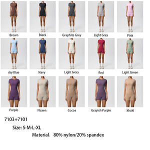 Conjunto Deportivo de Dos Piezas para Hombre, Pantalones Cortos de Gimnasio Transpirables de Tela Oxford de Cintura Alta, Camiseta de Manga Corta, Ropa Deportiva para Yoga y Ejercicio - Product Image 2