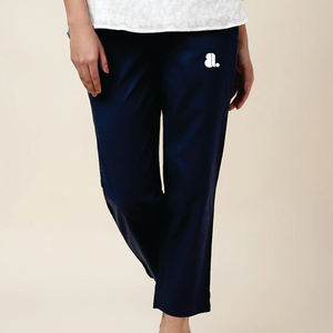 Women's Mid Waist Solid Color Pencil <b>Pants</b> Ankle-Length With Pockets Casual Style Flat Front Elastic Waist Embroidery Logo - Product Image 2