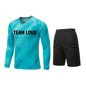 Conjunto de Camiseta de Fútbol de Manga Larga con Cuello en V, Poliéster/Algodón, Verde, Amarillo, Negro, Estampado, Cintura Elástica, Secado Rápido, para Entrenamiento - Product Image 3