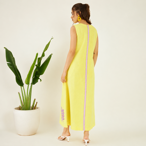Robe Sundowner à taille naturelle, en coton tissé, avec doublure en coton, silhouette décontractée en A - Product Image 6