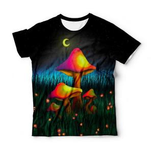 Psychedelic <b>Mushroom</b> Print Men's Short Sleeve T-<b>Shirt</b> Regular Fit O-Neck Casual Style Sublimation Transfer Print 100% Polyester - Product Image 3