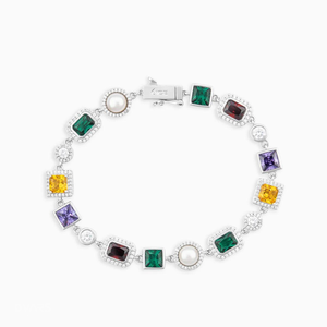 Bracelet tennis multi-gemmes, bracelet en cristal, bracelet multicolore, bracelet diamant arc-en-ciel, bracelets en pierres précieuses - Product Image 2