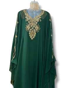 Venta al por mayor AWAIS HOUSE - Conjunto de lujo de 2 piezas para mujer musulmana, modesto, sencillo, de gasa lisa con cuentas, túnica de noche/formal hasta el suelo con corte en A - Product Image 2