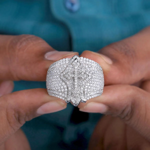 Fully <b>Iced</b> Out Moissanite Diamond Jesus Criss Cross <b>Ring</b> Custom Bustdown Hip Hop Style Men's Champion <b>Ring</b> Statement Jewelry - Product Image 2