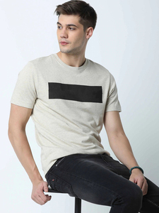 Camiseta Casual de Manga Corta para Hombre con Estampado Rectangular Negro, Cuello Redondo, Corte Ajustado, 100% Algodón Jersey, Diseño Transpirable - Product Image 4