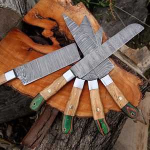 Wholesale Handmade High Quality Carbon Steel Chef <b>Knife</b> Set <b>Bone</b> <b>Handles</b> High-Polish Finish Restaurant Use Ambidextrous - Product Image 4
