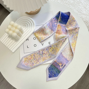 Cinta de pelo de seda larga con estampado floral de alta calidad, lazo para el pelo, cinta de satén vintage, accesorios para el cabello para mujer - Product Image 2