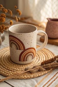 Taza de Cerámica Vintage Resistente al Calor, Apta para Lavavajillas y Microondas, con Diseño de Hojas, Gran Capacidad, para Café y Té, para el Hogar y la Oficina - Product Image 3