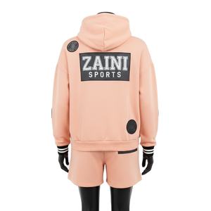 Conjunto de Sudadera con Capucha y Pantalones Cortos de Felpa para Mujer, 320 GSM, Mezcla de Algodón Premium, Logotipo con Estampado Puff, Ropa Urbana - Product Image 2