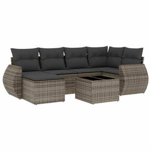 Conjunto de Sofá de Jardín de Ratán PE Gris con Patas Ajustables Medianas, Muebles de Exterior Cómodos - Product Image 2