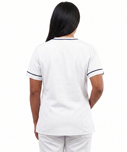 Chemise à manches courtes col en V avec 2 poches pour femmes, chemise de travail pour infirmières et médecins, haut de blouse chirurgicale pour filles - Product Image 3