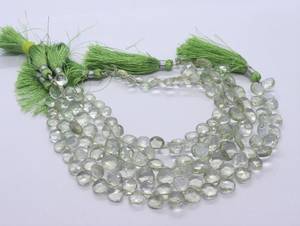 Perles facettées en forme de cœur en améthyste verte naturelle AAA 8x9 mm, pierre précieuse en améthyste verte, briolette en forme de cœur, 8 pouces, pour la création de bijoux - Product Image 5