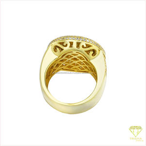 Anillo de sello cuadrado de lujo de plata 925 con diamante cultivado en laboratorio para compradores mayoristas de joyería - Product Image 3