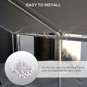 Resistente UV 10 X 20ft Carport copertura di ricambio del tetto con corde elastiche a sfera tettoia bianca per garage e tettoie e Carport - Product Image 5