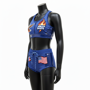 Ensemble de bikinis pour femmes, nylon extensible premium GSM, panneaux latéraux bleus brillants, logo brodé personnalisé. - Product Image 4