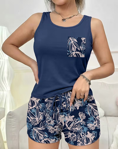 Women Casual 2-Piece Sleeveless Tank Top Floral Print Shorts Pajama Set Breathable Eco-Friendly Summer Sleepwear for - Product Image 4