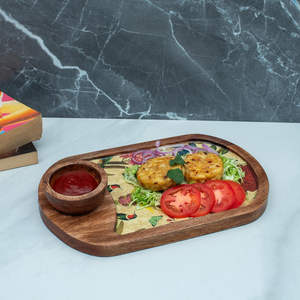 Bandeja de impresión de esmalte de madera de diseñador de alta calidad más vendida, última bandeja de madera para servir, forma cuadrada, embalaje personalizado por FWE - Product Image 1