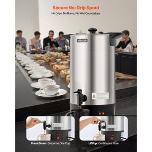 60 tazza commerciale 9 L distributore di urna per caffè in acciaio inox rubinetto senza gocciolamento per la preparazione rapida grande caffettiera commerciale per - Product Image 5