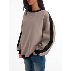 Sudadera Oversize de Cuello Redondo para Mujer, con Logo Frontal, Manga Larga, Hombros Caídos, Tejida, 100% Algodón, para Otoño e Invierno - Product Image 3
