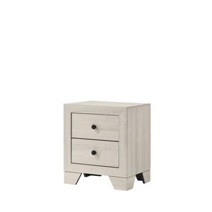 Comodino in Legno con Finitura Rustica Bianco Anticato, 1 Pezzo, con Due Cassetti per Stoccaggio - Product Image 1
