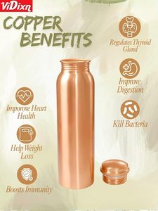 Botella de Agua de Cobre con Aislamiento al Vacío, Diseño Redondo Minimalista, para Uso en Senderismo al Aire Libre, Retención Térmica de 12 a 24 Horas - Product Image 4