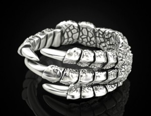 Bindi Jewels Men's 925 Sterling Silver Moissanite Bezel Set Black Oxidized <b>Dragon</b> Claw Vintage Gothic <b>Ring</b> - Product Image 1