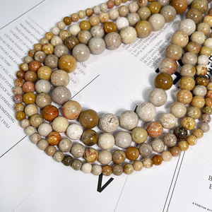 Perles de haute qualité en gros, très demandées, pour la création de bijoux, artisanat, corail naturel, jade, pierre précieuse chrysanthème, rondes, pour bijoux - Product Image 5