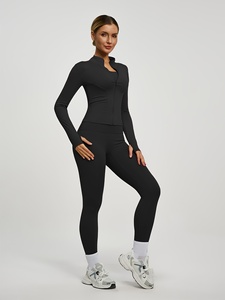 Ensemble de sport athlétique trois pièces sans couture Atlaset pour femme : soutien-gorge de yoga, leggings taille haute, veste d'entraînement – OEM ODM Marque Privée - Product Image 6