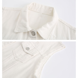 เสื้อกั๊กยีนส์ผู้หญิง สีพื้น ผ้าฟอก ทรงหลวม ไซส์ใหญ่ สวมใส่สบาย ระบายอากาศได้ดี เป็นมิตรกับสิ่งแวดล้อม ดีไซน์สั่งทำได้ กระดุมติดแบบสั้น - Product Image 4