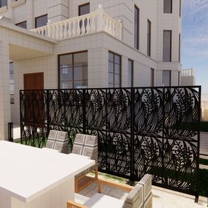 Free Standing Decorative Metal Privacy <b>Screen</b> W3.8Ft X H6Ft Indoor Outdoor Divider <b>for</b> Balcony <b>Patio</b> 6Ft High Privacy <b>Screen</b> <b>for</b> - Product Image 5
