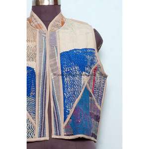 Gilet en coton tricoté vintage pour femme, style indien patchwork, multicolore, respirant, épaisseur standard, pour l'hiver - Product Image 2