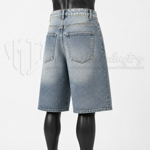 Pantalones Cortos de Mezclilla Personalizados Ecológicos de Estilo Urbano para Hombre |   Pantalones Cortos Anchos de Algodón Orgánico Estilo Urbano OEM ODM - Product Image 4