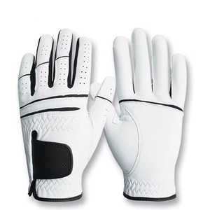 Gants de golf en cuir véritable de haute qualité, dernière mode, unis, avec logo brodé, respirants et extensibles, de la marque Punchin Sports. - Product Image 1