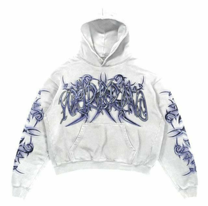 Sweat-shirt unisexe gris clair délavé à l'acide, style Y2K, esthétique métallique liquide, coupe oversize, respirant et imperméable pour l'hiver - Product Image 1