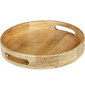 Décoration intérieure élégante Plateaux de service circulaires en bois personnalisés Design de luxe avec métal bambou pour mariages Noël-pour les hôtels - Product Image 2