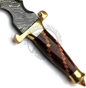 New Edition Custom Handmade Damascus Steel Outdoor <b>Hunting</b> Knife Olive Rosewood Handle Survival Camping Fixed Blade Dogger Knife - Product Image 6