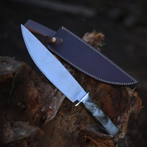 Cuchillo Bowie de Supervivencia para Caza, Venta al Por Mayor B2B OEM, Hoja de Acero Inoxidable, Mango de Resina Epoxi, Funda de Cuero, Dureza 58HRC - Product Image 1