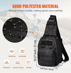 Sac à bandoulière tactique en polyester, système MOLLE, imperméable, léger, durable, unisexe, pour sports de plein air, 24x27cm - Product Image 1