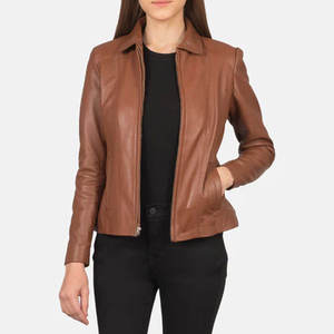 Premium <b>Women</b> <b>Vintage</b> Genuine Leather <b>Jacket</b> Stylish Slim Fit Long Sleeve Windproof Casual Biker <b>Jacket</b> New Arrival - Product Image 5