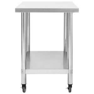 Mesa de trabajo de cocina de acero inoxidable con ruedas 31,5 "x 23,6" x 33,5 "para restaurantes - Product Image 4